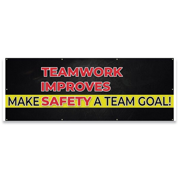 Teamwork Improves Make Team Goal! Banner Concession Stand Food Truck Single Sided, 96" H, B-96-30165